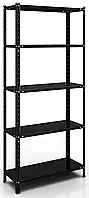 Стелаж металевий Елегант 1 на 5 полиць метал фарбований чорний глянець 1850х950х340 мм (Меткас-ТМ)