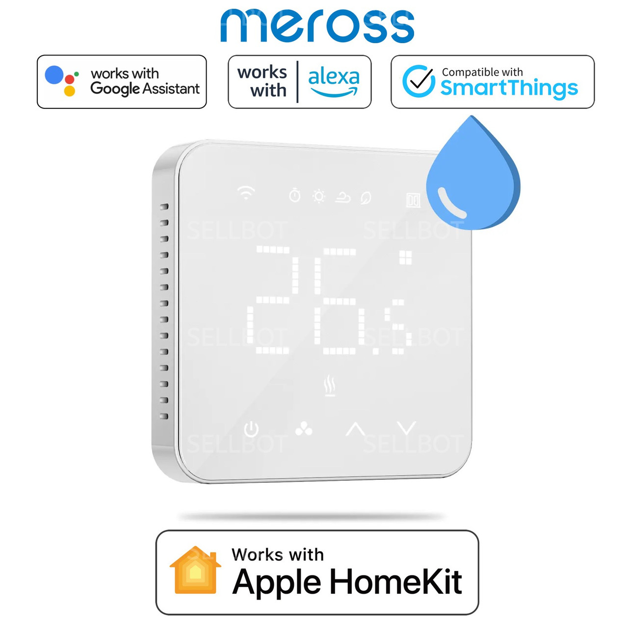 Розумний термостат для котла, водяної теплої підлоги Meross Smart Wi-Fi Thermostat (MTS200BHK) Apple HomeKit