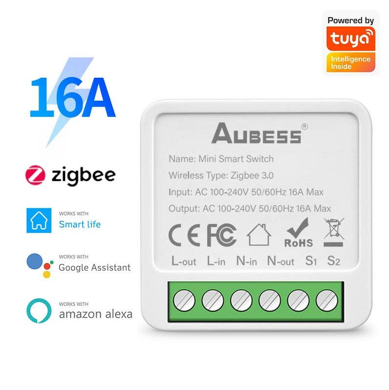 Розумний міні перемикач Tuya Zigbee реле розумний будинок, синхронізація, Smart Life 16А