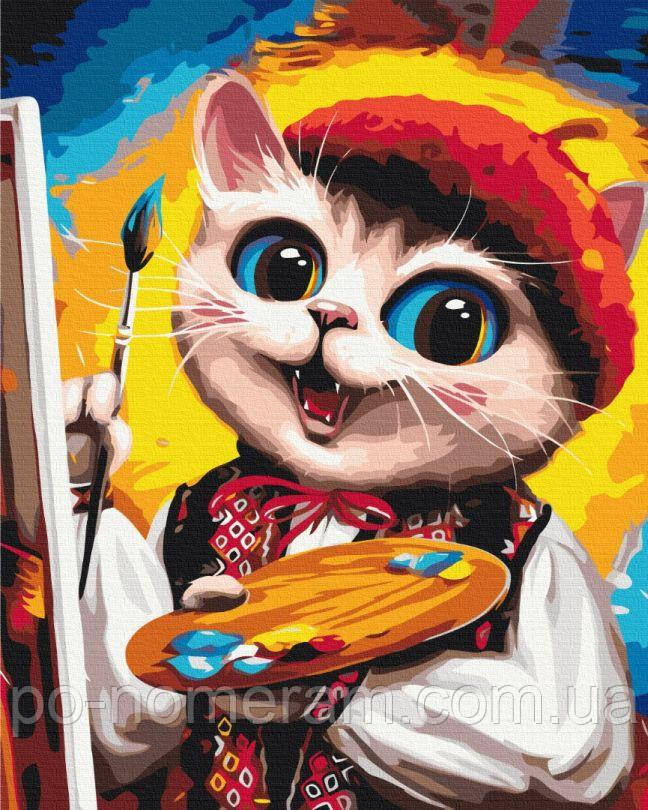 Акційна Картина за номерами BrushMe Котик Художник ©Маріанна Пащук (BS53381) 40 х 50 см, фото 1