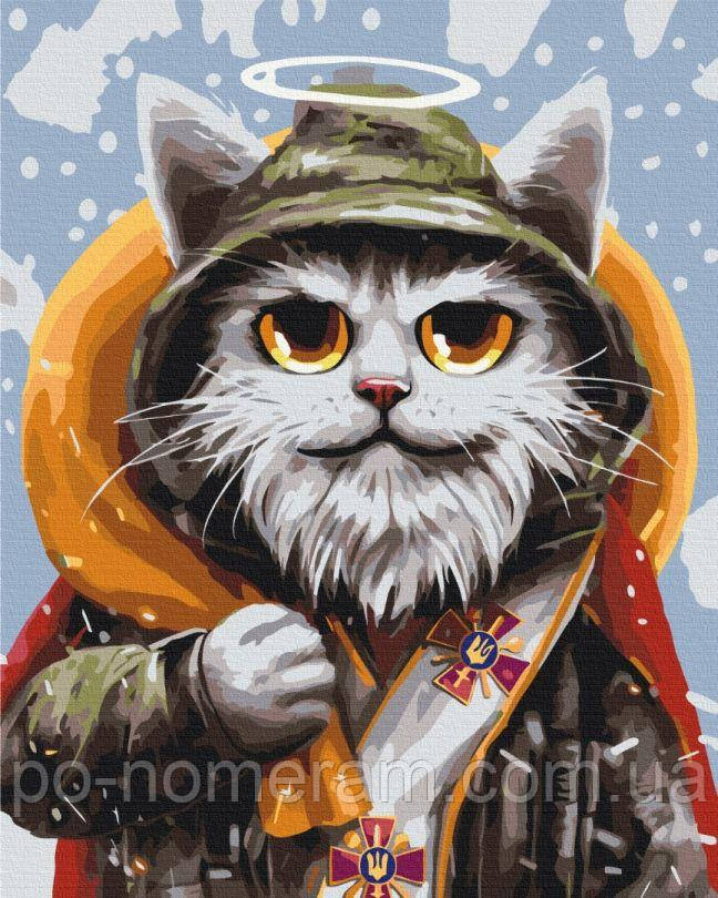 Акційна Картина Розмальовка BrushMe Котик святий Миколай ©Маріанна Пащук (BS53442) 40 х 50 см, фото 1