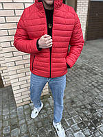 Куртка мужская демисезонная с капюшоном весна осень красная