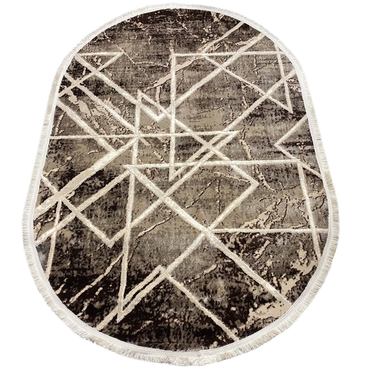 300 x 400 см Galya 4035 коричневий овальний килим на підлозі у вітальні або спальні.