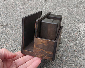 Набір спецівників з серветницею для ресторану. Дерев'яні спецівники для солі та перцю (№8) коричневий, фото 3