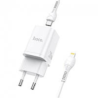 Зарядний пристрій HOCO Type-C to Lightning cable Bright charger set N13 1USB/1Type-C, QC/PD, 20W, 3A white S