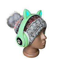 Навушники бездротові Cat Ear В39М з котячими вухами м'ятний