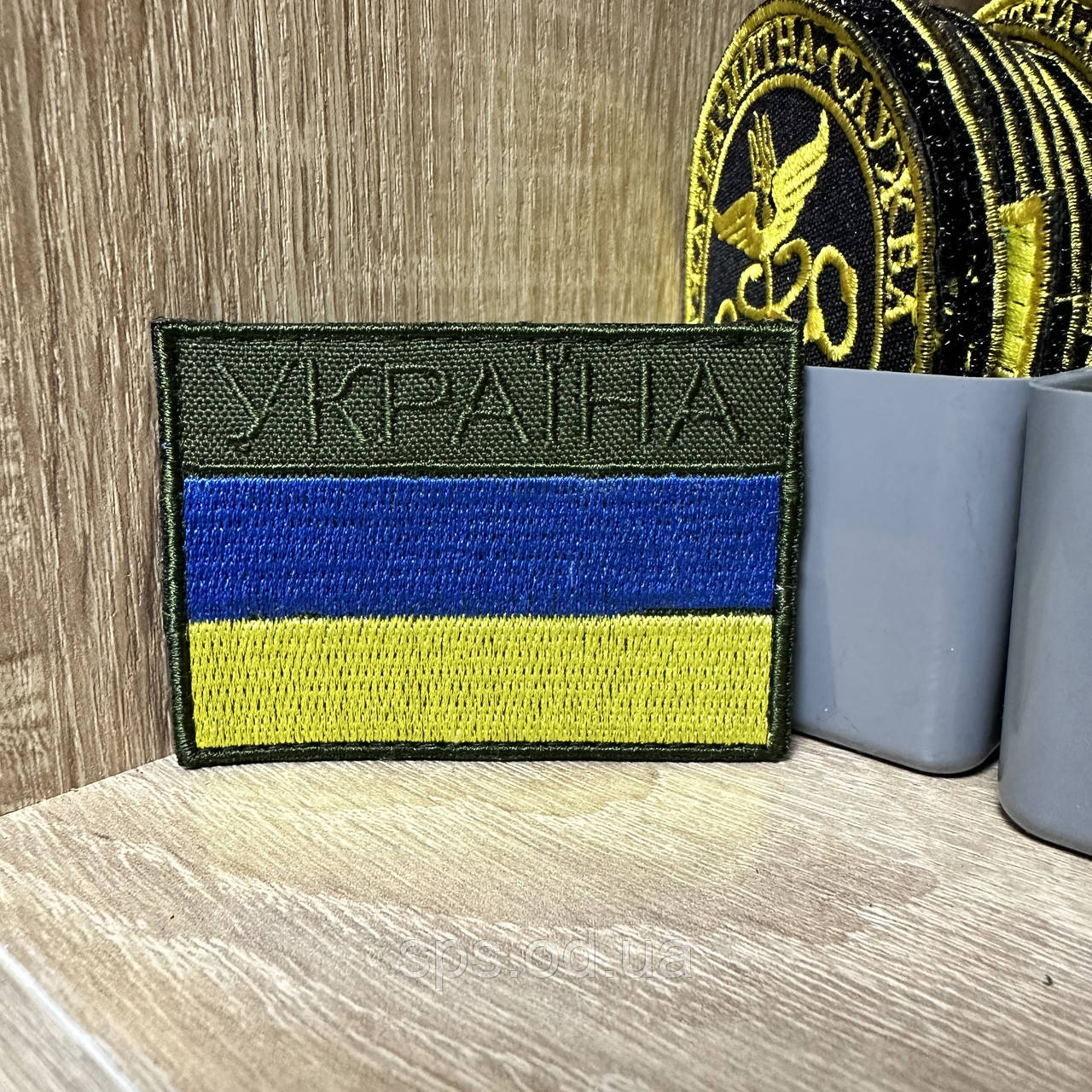 №180 Шеврон прапор "УКРАЇНА" олива 7*5 см