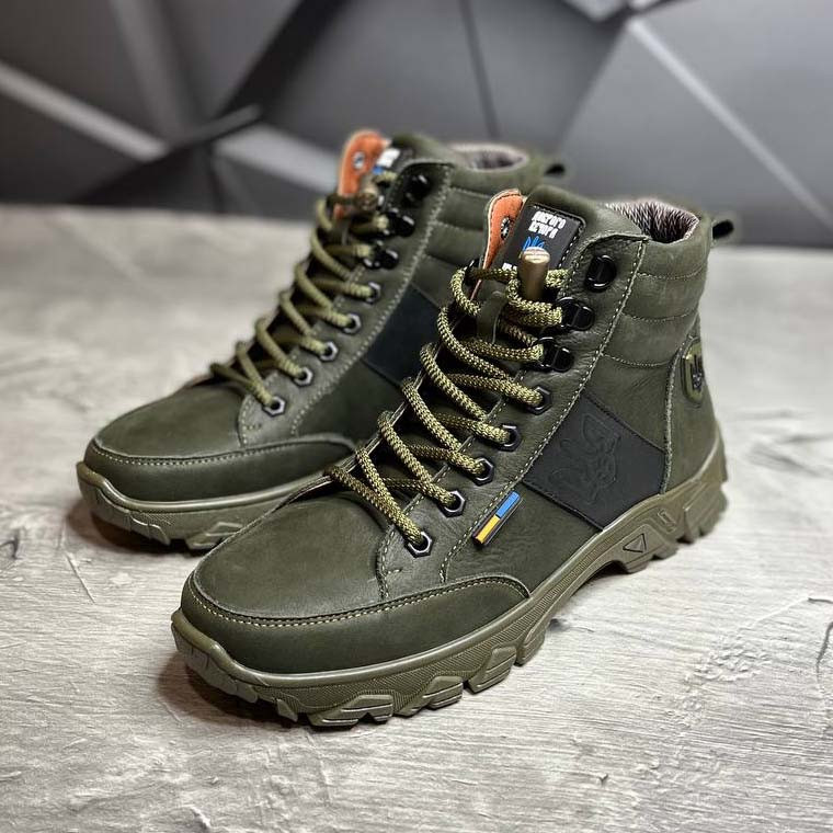 Чоловічі тактичні берці демісезонні хакі з гербом, військові черевики ЗСУ весна осінь армійські, розмір 40 41 42 43 44 45, фото 1