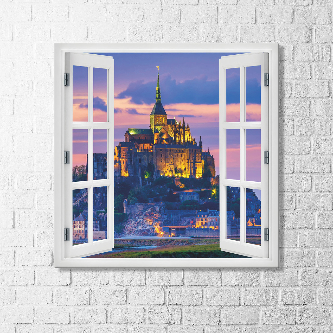 Вікно Абатство Мон-Сен-Мішель Нормандія Франція Вид з вікна Картина вікно з краєвидом Полотно