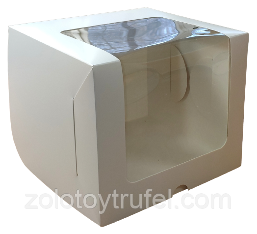 Коробка 25*25*20 см для торта мілована вікном, фото 1