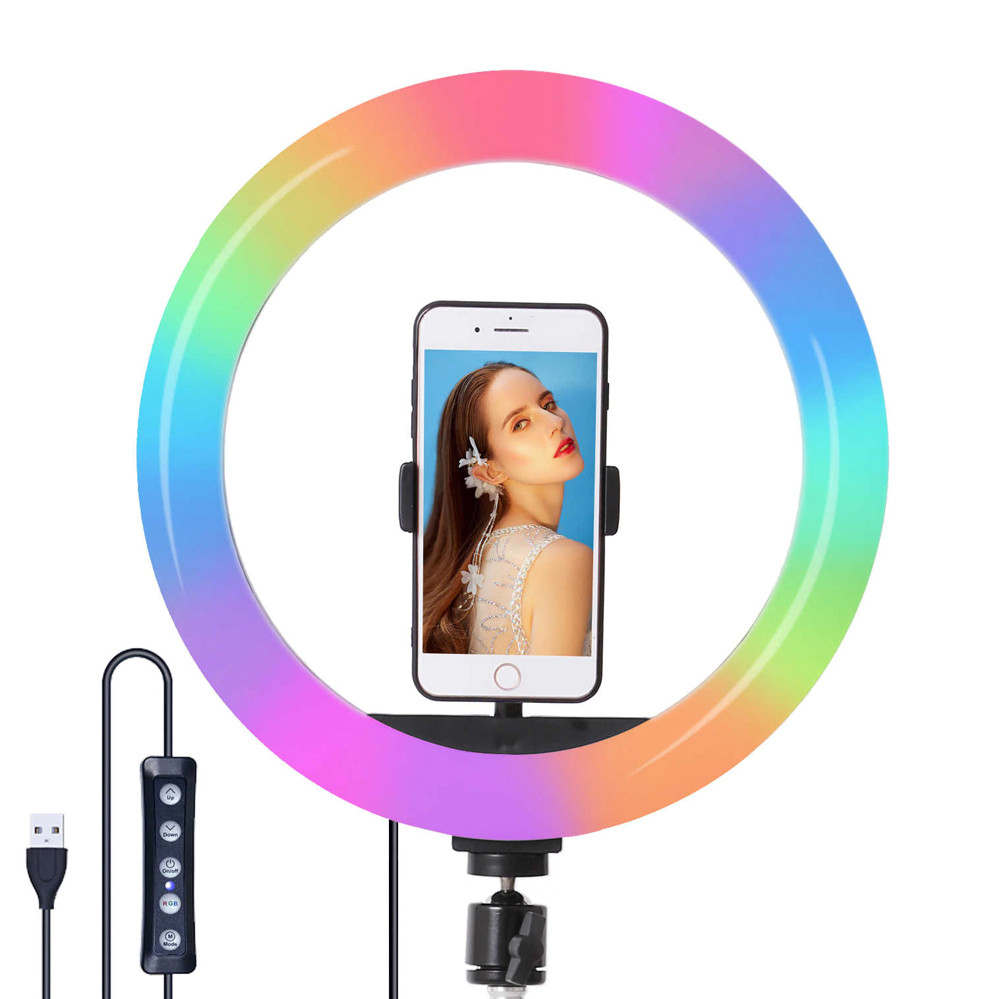 Кільцева світлодіодна кольорова лампа RGB 31 см LED MJ33 Селфі кільце для фото