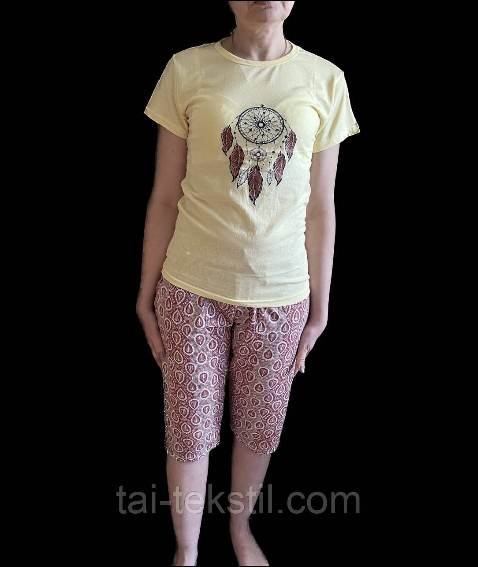 Піжама жіноча комплект футболка і капрі бавовна 100% Туреччина
