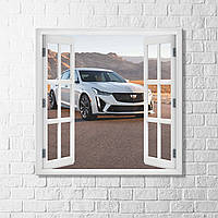 Вікно Кадиллак Cadillac CT5-V Blackwing Вид з вікна Картина вікно з пейзежем Авто на полотні