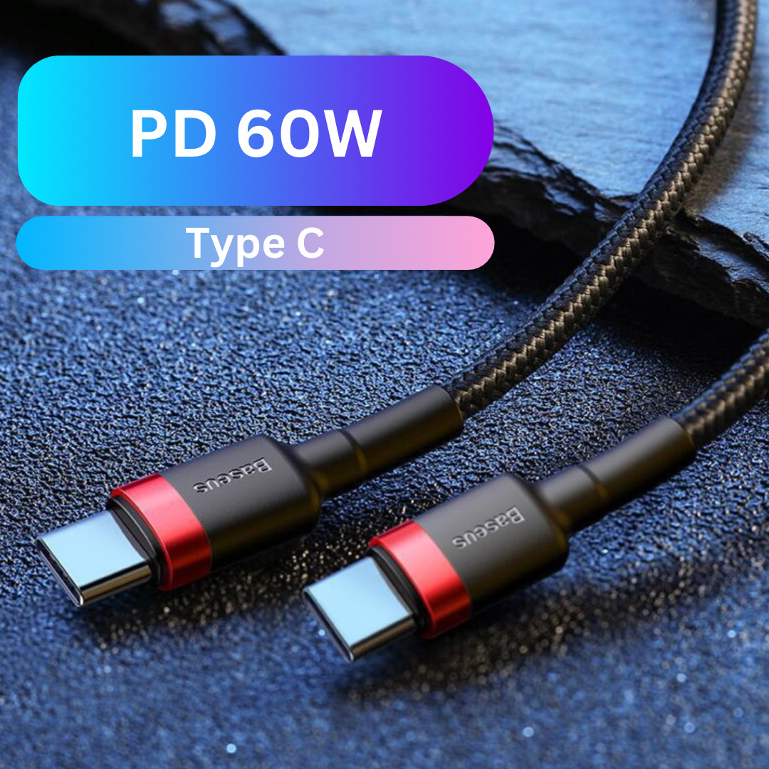 Кабель для швидкого заряджання Baseus USB PD 60W USB C to USB C у чорно-червоному кольорі