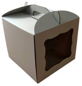 Картонна коробка для торта "З вікном 25*25*20 см з ручкою"