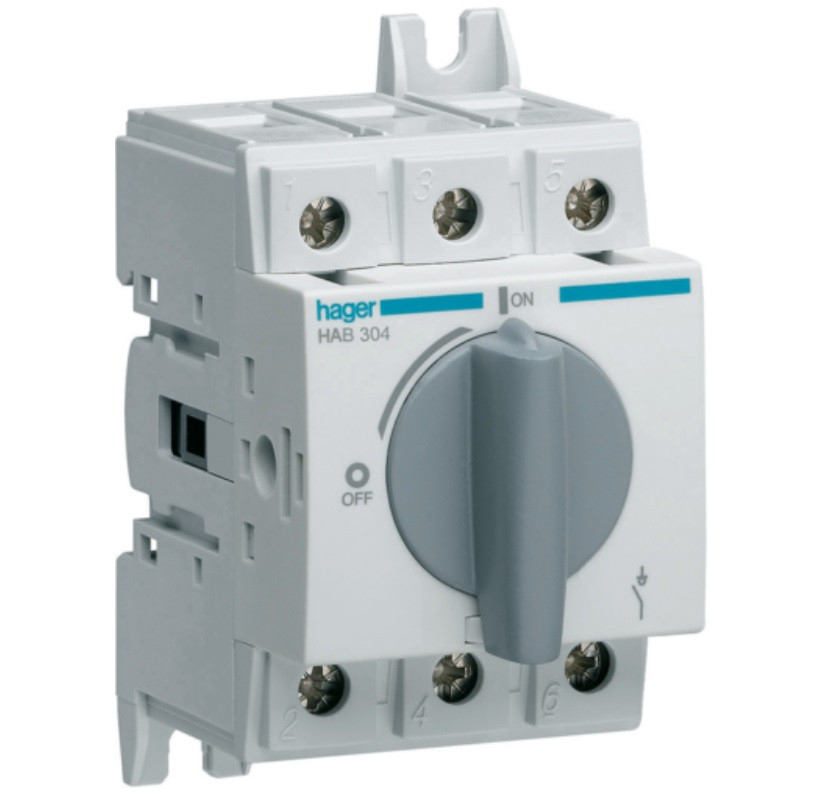 Вимикач навантаження поворотний модульний до 16мм2, 400/690В 40А, 3п, 2.5м, HAB304, фото 1