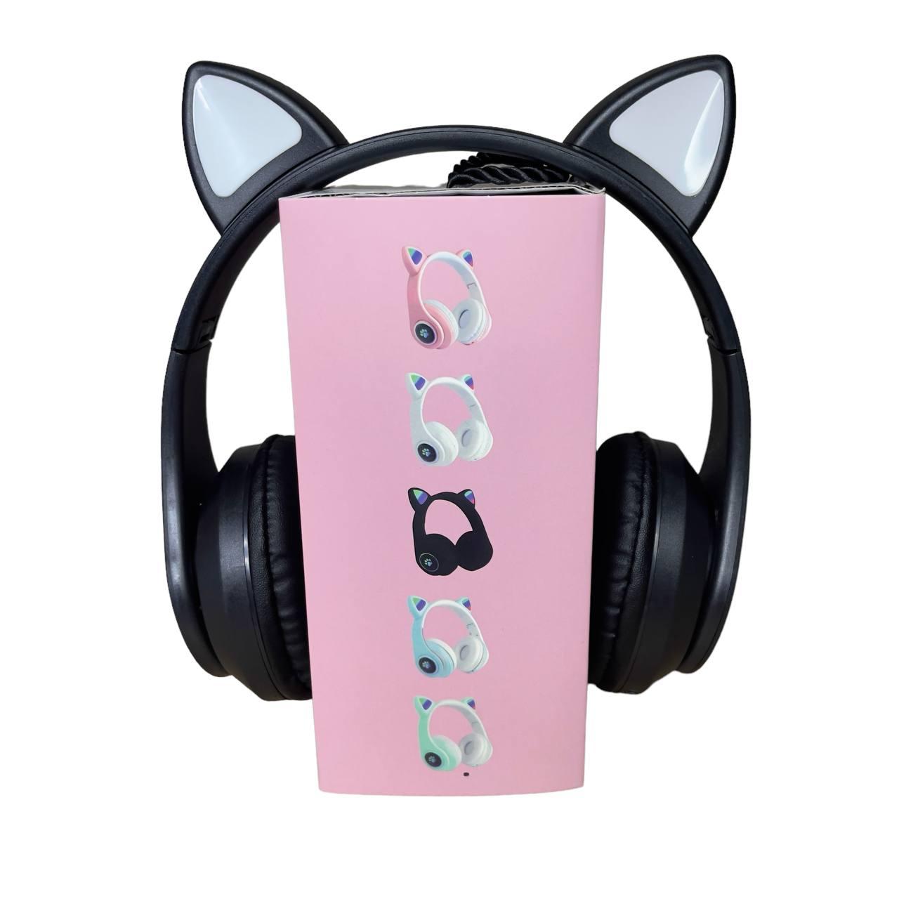 Навушники з вушками Cat Ear В39М бездротові з підсвічуванням /FM-радіо/MicroSD/Bluetooth чорні