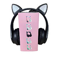 Наушники с ушками Cat Ear В39М беспроводные с подсветкой /FM-радио/MicroSD/Bluetooth черные