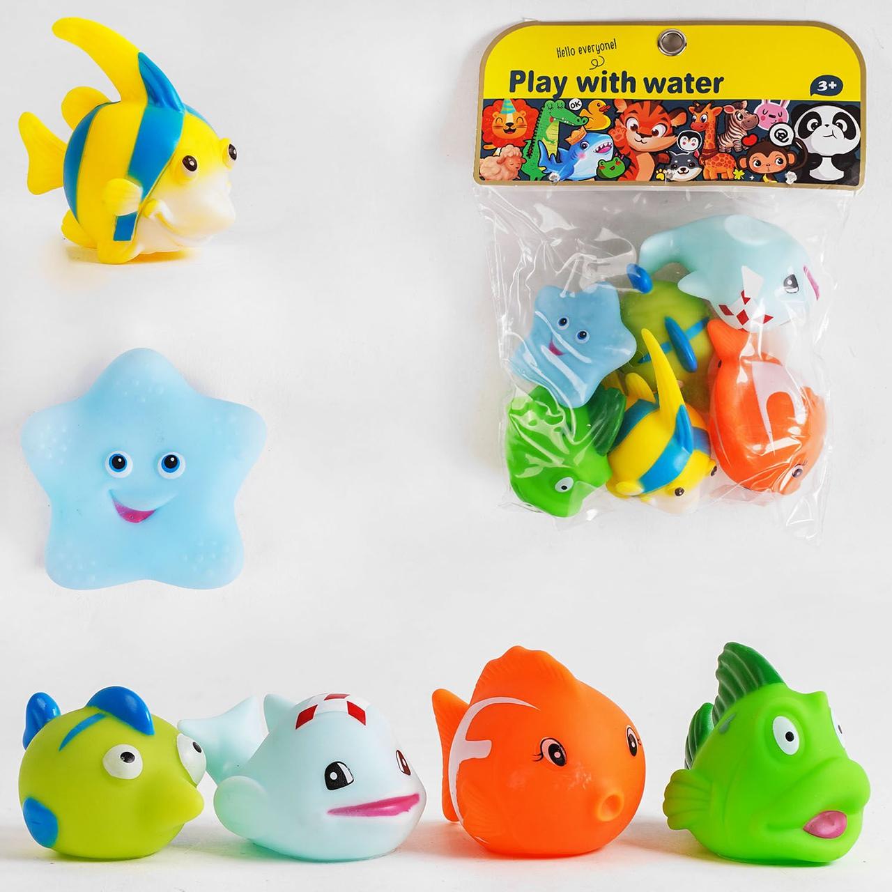 Набір іграшок для купання у ванній кімнаті A-Toys Пищалки Морські тварини 6 штук, HY920-32