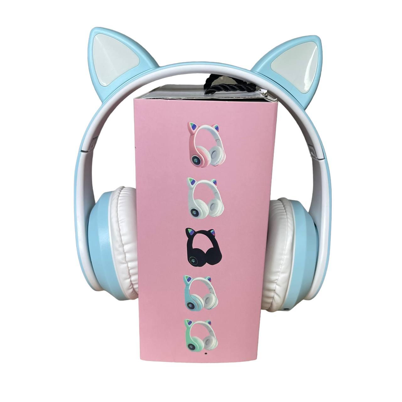 Навушники дитячі Cat Ear В39М підсвічування/FM-радіо/MicroSD/Bluetooth блакитні
