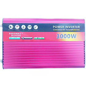 Інвертор Power Inverter 3000W 002 12V-220 V (2розетки,1USB) Red | Перетворювач напруги