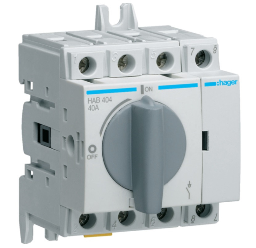 Вимикач навантаження поворотний модульний до 16мм2, 400/690В 40 А, 4п, 3.5 м, HAB404, фото 1