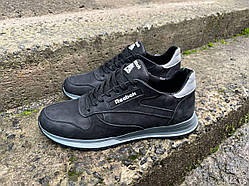 Чоловічі шкіряні кросівки Reebok Classic чорні із сірим 43