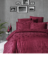 Комплект постільної білизни First Сhoice Jacquard Dark Series Clover Dark Red бавовна 220*200 см червоний