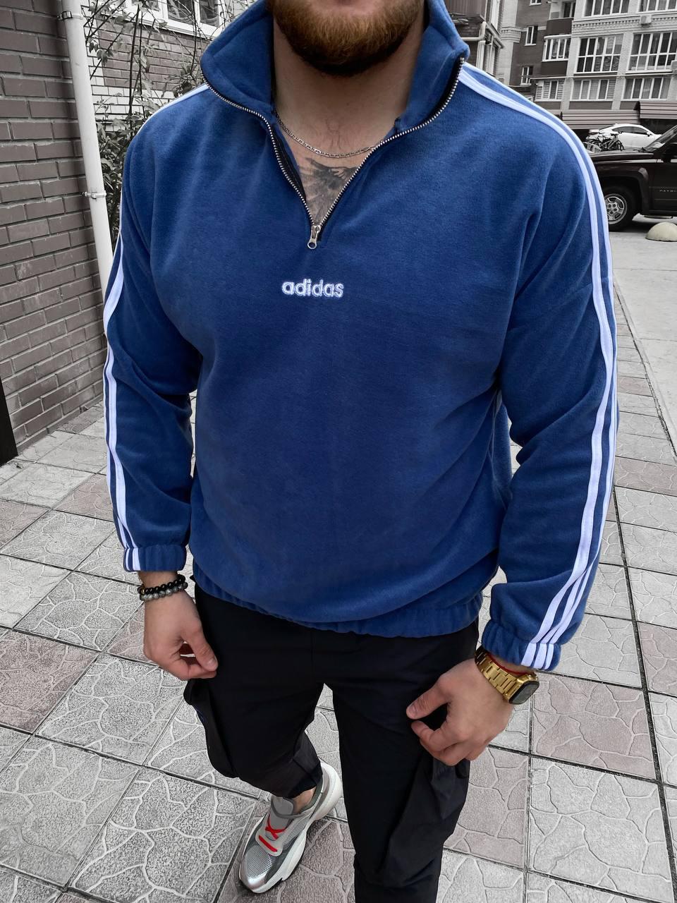 Чоловіча флісова кофта Adidas M885 блакитна S, М, фото 1
