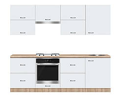 Кухня Сканді ширина 2400 МАКСІ-Мебель Дуб сонома/Білий гладкий (5102120)