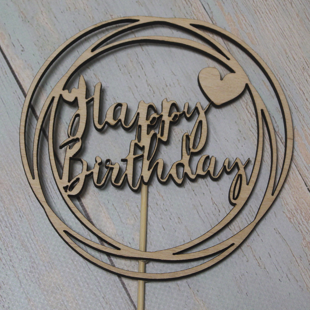 Топер HAPPY BIRTHDAY 12х12см  ⁇  топер у торт топер для букетів, фото 1