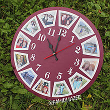 Настінний годинник із гравіюванням, Годинник 04 з Вашими фото/ВФ друк