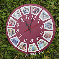 Настінний годинник із гравіюванням, Годинник 04 з Вашими фото/ВФ друк