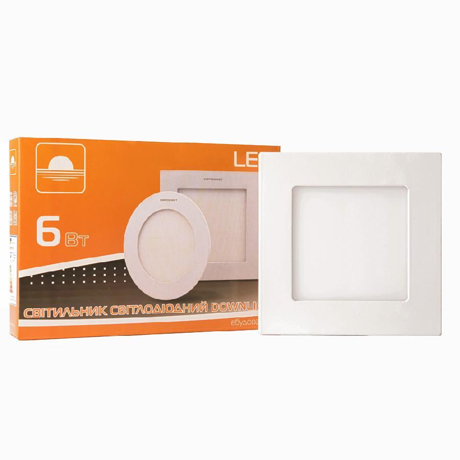 Світильник точковий врізний ЄВРОСВЕТ 6 Вт квадрат LED-S-120-6 4200К
