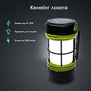 Підвісна кемпінг-лампа Camping Lantern F-910-B, аварійний світильник, ліхтар акумуляторний 2500 мА·год — Чорна