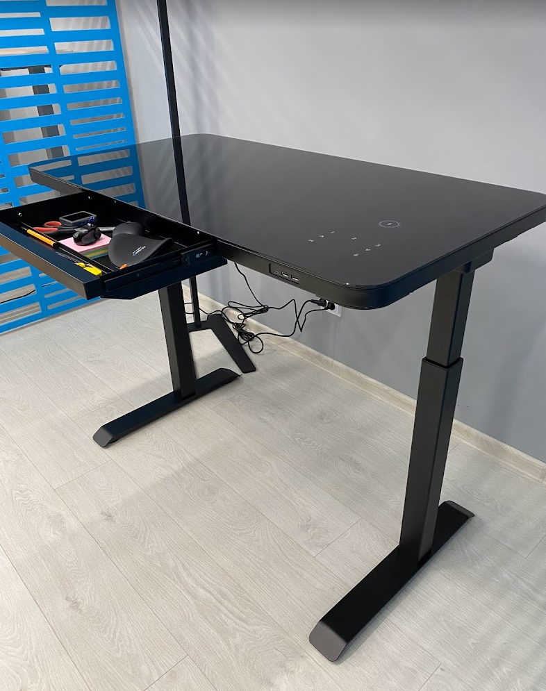 AOKE Nice Desk Черный - Стол электрический (беспроводная зарядка, стеклянная столешница, память высоты) - фото 4 - id-p1674361723