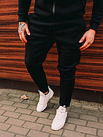 Мужские зимние спортивные штаны черные на флисе с начёсом (My)