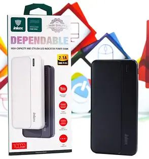 Портативний зарядний пристрій Power Bank Inkax PB-01A 10000mAh Павербанк USB білий, фото 3