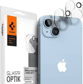 Захисне скло Spigen для камери iPhone 14/14 Plus — Optik Camera Lens (2шт), Crystal Clear (AGL05229)