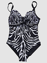 ОПТ Суцільний жіночий купальник для пляжу та басейну 55585 44-52 чорний-білий на 48 50 52 54 56 розмір, фото 4