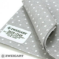 Ткань для вышивания канва Zweigart 3609/7349 Belfast Petit Point 32 ct. (36х46см) сірий у білий горошок