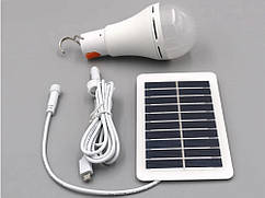Лампа з акумулятором 2200mAh та сонячною панеллю світлодіодна 9W Білий