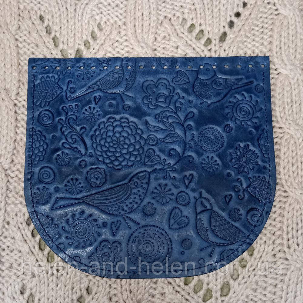 Клапан для сумки "Пташки". Колір "Синій", фото 1