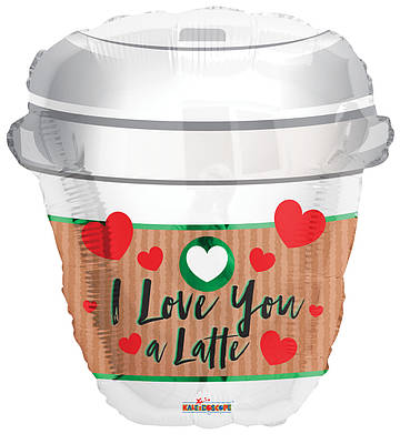 К 18" I Love You Coffee Cup Foil Balloon. Куля повітряна фольгована Чашка кави Я люблю тебе