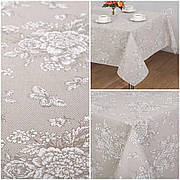 Скатертина лляна 110х150 см (кухонний стіл) Шантильї бежева