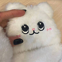 Жіночі рукавички з півальцями Котик білий, фото 4