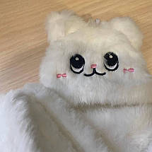 Жіночі рукавички з півальцями Котик білий, фото 5