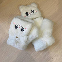 Жіночі рукавички з півальцями Котик білий, фото 2