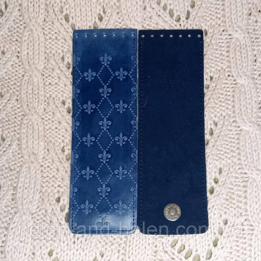 Клапан вузький із тисненням "Лілії". Колір "Синій", фото 1
