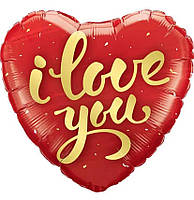 Фольгована кулька серце I Love You червоний 18" Китай